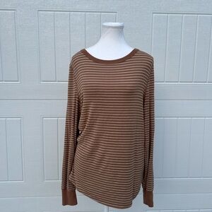 Neuflora Stayton Striped Brown Long Sleeve Top